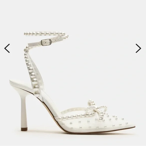 White Pearl-Embellished Women's Heels. Brand new. Only tried on indoor. - Picture 8 of 13